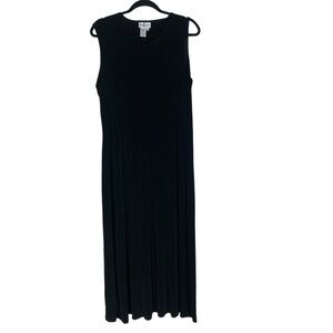 Women's Coldwater Creek Black Sleeveless Long Mesh Knit Dress Size 1X Minimalist